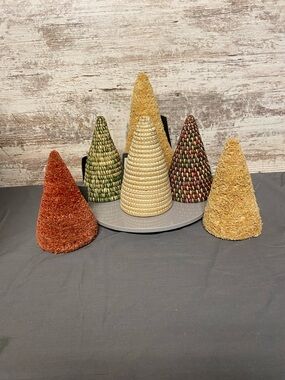 Threshold Woven Cone Tree Set in Cream, Red, Green, Gold